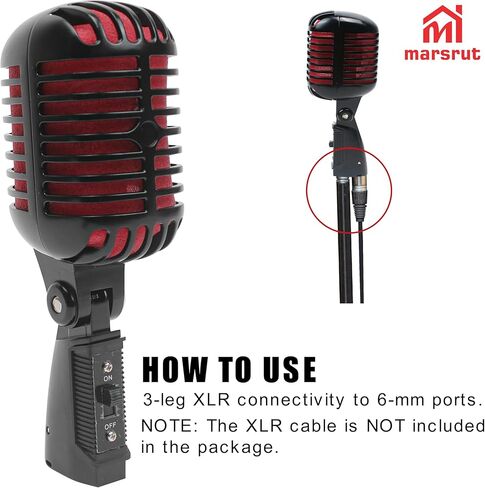 Marsrut Vintage Microphone, Retro Classic Old School Dynamic Vocal Mic, Unidirectional Cardioid Style Compatible with XLR Cable for Universal Stand, for Studio Recording & Live Performance in Saudi Arabia