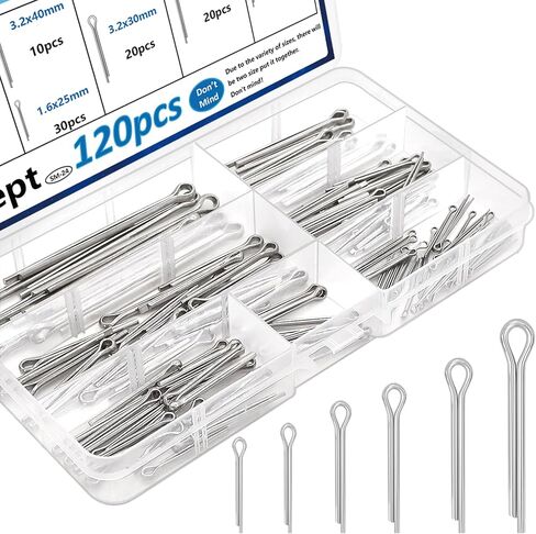 105 Pcs Cotter Pins 7-Values R Cotter Pin Assortment Kit 304 Stainless Steel Cotter Pins Hitch Pin Clip Tractor Cotter Pin Used for Hitch Pin Lock System, Trucks, Engine Hardware Pin in Kuwait