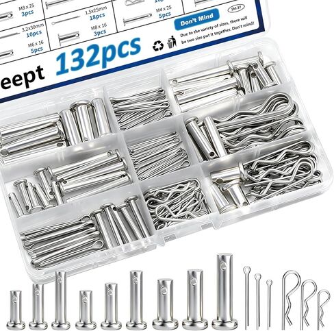 105 Pcs Cotter Pins 7-Values R Cotter Pin Assortment Kit 304 Stainless Steel Cotter Pins Hitch Pin Clip Tractor Cotter Pin Used for Hitch Pin Lock System, Trucks, Engine Hardware Pin in Kuwait