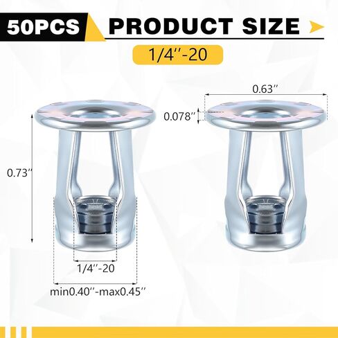 50 Packs Jack Nut 1/4''-20 Threaded Insert Petal Nuts Srew Anchor Spider Blind Fasteners Dowels for Plastic Zinc Plate Aluminum Alloy Steel Pipe Iron Sheet Hollow Plate in Kuwait