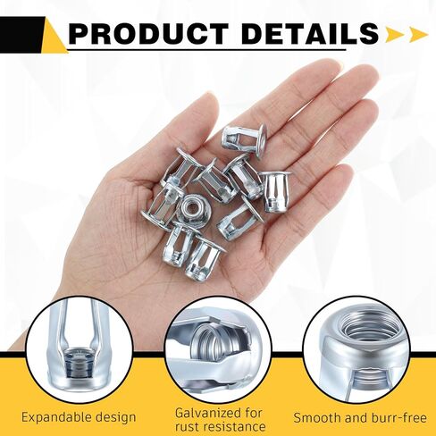 50 Packs Jack Nut 1/4''-20 Threaded Insert Petal Nuts Srew Anchor Spider Blind Fasteners Dowels for Plastic Zinc Plate Aluminum Alloy Steel Pipe Iron Sheet Hollow Plate in Kuwait