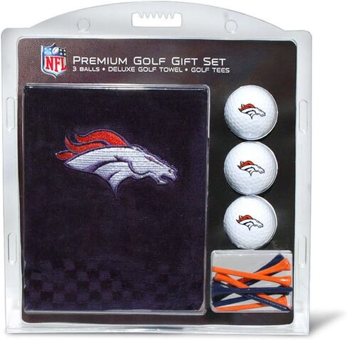 مجموعة هدايا Team Golf NFL Denver Broncos: منشفة جولف مطرزة، 3 كرات جولف، و14 تيشيرت جولف مقاس 2-3/4 بوصة، منشفة ثلاثية الطي مقاس 16 بوصة × 22 بوصة و100% قطن in Saudi Arabia