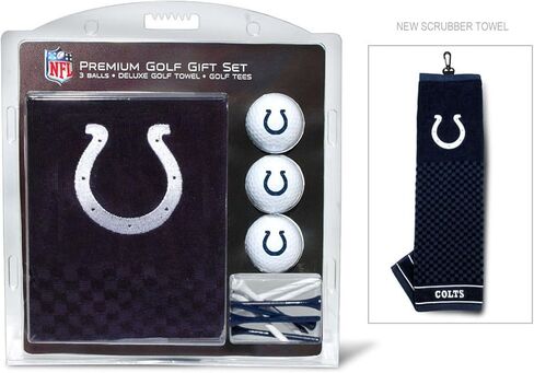 Team Golf NFL Indianapolis Colts Gift Set: Embroidered Golf Towel, 3 Golf Balls, and 14 Golf Tees 2-3/4" Regulation, Tri-Fold Towel 16" x 22" & 100% Cotton in Saudi Arabia