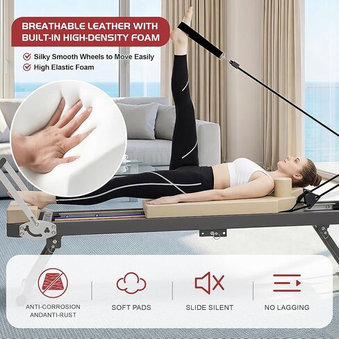 آلة إصلاح بيلاتيس كاسافوريا، معدات بيلاتيس قابلة للطي للتدريبات المنزلية مع النوابض والحبال، آلة بيلاتيس للاستخدام المنزلي، مثالية للمبتدئين، تحمل ما يصل إلى 330 رطلاً in Kuwait