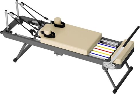 آلة إصلاح بيلاتيس كاسافوريا، معدات بيلاتيس قابلة للطي للتدريبات المنزلية مع النوابض والحبال، آلة بيلاتيس للاستخدام المنزلي، مثالية للمبتدئين، تحمل ما يصل إلى 330 رطلاً in Kuwait