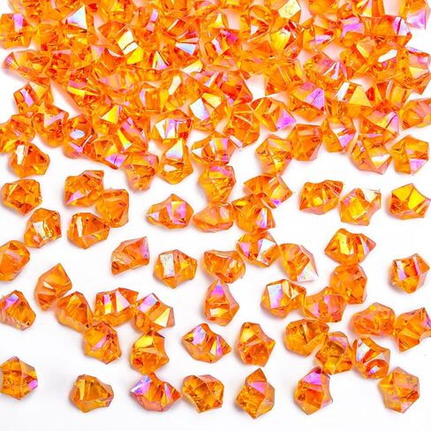 DomeStar 180PCS Fake Ice, Dazzling Orange Acrylic Fake Diamonds, Vase Filler, Sparkling Plastic Gems for DIY Craft Table Scatter Wedding Party Burnt Orange Decoration in Kuwait
