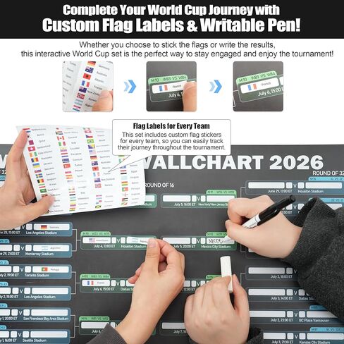 مجموعة هدايا ملصق الرسم البياني لكأس العالم 2026، 3 قطع من ملصقات جدول كرة القدم للمسح الجاف من مادة PVC مزدوجة الجوانب، تتضمن قلم تحديد قابل للمسح، ممحاة، 48 ملصقًا للفريق وعلامات تثبيت بدون حفر، متتبع مرحلة المجموعات وقوس خروج المغلوب لديكور مروحة المكت in Kuwait