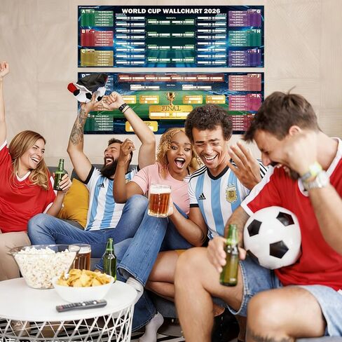 مجموعة هدايا ملصق الرسم البياني لكأس العالم 2026، 3 قطع من ملصقات جدول كرة القدم للمسح الجاف من مادة PVC مزدوجة الجوانب، تتضمن قلم تحديد قابل للمسح، ممحاة، 48 ملصقًا للفريق وعلامات تثبيت بدون حفر، متتبع مرحلة المجموعات وقوس خروج المغلوب لديكور مروحة المكت in Kuwait