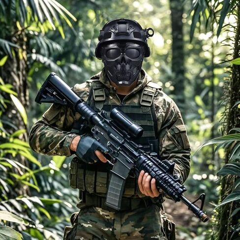 3 قطع من قناع Airsoft لكامل الوجه، قناع وجه كامل تكتيكي جمجمة Airsoft لكرات الطلاء والدراجات النارية ودرع الرجال - أقنعة مقاومة للصدمات للهالوين وألعاب الحرب CS والرياضات الخارجية in Kuwait