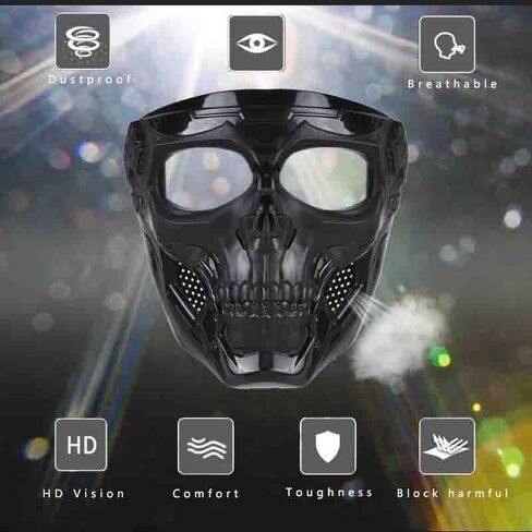 3 قطع من قناع Airsoft لكامل الوجه، قناع وجه كامل تكتيكي جمجمة Airsoft لكرات الطلاء والدراجات النارية ودرع الرجال - أقنعة مقاومة للصدمات للهالوين وألعاب الحرب CS والرياضات الخارجية in Kuwait