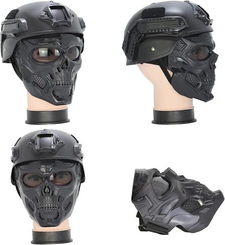 3 قطع من قناع Airsoft لكامل الوجه، قناع وجه كامل تكتيكي جمجمة Airsoft لكرات الطلاء والدراجات النارية ودرع الرجال - أقنعة مقاومة للصدمات للهالوين وألعاب الحرب CS والرياضات الخارجية in Kuwait