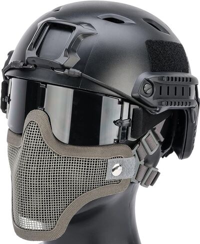 Evike Airsoft - Matrix Iron Face Carbon Steel Mesh Striker V1 Lower Half Face Pro (Color: Ranger Green) in Kuwait