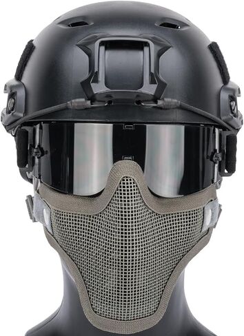 Evike Airsoft - Matrix Iron Face Carbon Steel Mesh Striker V1 Lower Half Face Pro (Color: Ranger Green) in Kuwait