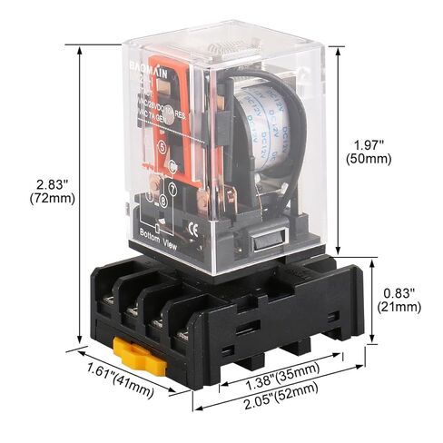 Baomain Power Relay MK2P-I 12VDC Coil DPDT 8 Pin with Plug-in Terminal Socket,for Automation and Control Systems in Kuwait