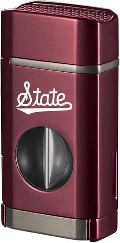 Mississippi State Bulldogs Triple Torch Cigar Lighter with Built-in V Cutter, Maroon, Wind Resistant, 60 Ring Gauge in Saudi Arabia