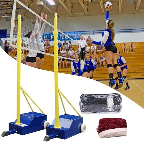 Volleyball Pole Sets, Indoor&Outdoor Volleyball Net,Badminton Net Frame Poles,Adjustable 4 Heights of 5ft-6.8ft with Wheels, Heavy Duty Volleyballs Poles for Yard Play Stadium in Saudi Arabia