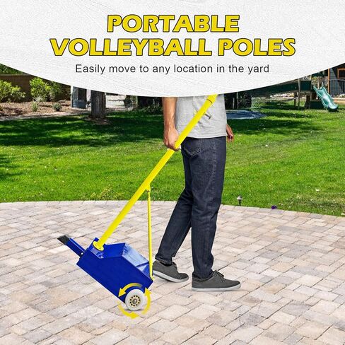 Volleyball Pole Sets, Indoor&Outdoor Volleyball Net,Badminton Net Frame Poles,Adjustable 4 Heights of 5ft-6.8ft with Wheels, Heavy Duty Volleyballs Poles for Yard Play Stadium in Saudi Arabia