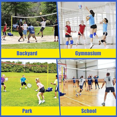 Adjustable Volleyball Poles with Heavy-Duty Net & Wheels, Indoor/Outdoor Use, 4 Heights (5.1ft-6.8ft) - Perfect for Adults, Youth, and Kids Games in Saudi Arabia