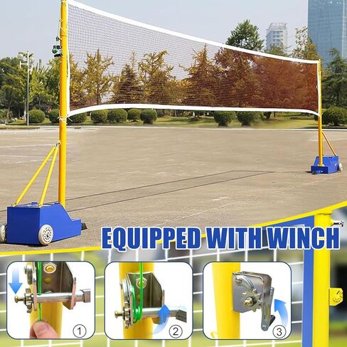 Adjustable Volleyball Poles with Wheels, 4 Heights 5ft-6.8ft, Heavy Duty Net Set for Backyard, Indoor & Outdoor Fun for Kids & Adults - Perfect for Family Sports in Saudi Arabia