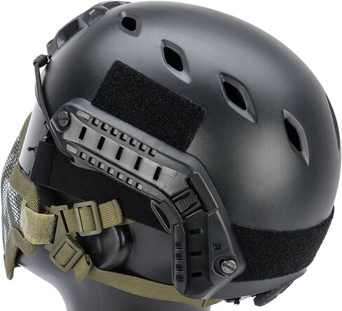 Evike Airsoft - Matrix Iron Face Carbon Steel Mesh Striker V1 Lower Half Face Pro (Color: OD Green/Skull) in Kuwait