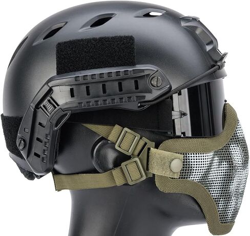 Evike Airsoft - Matrix Iron Face Carbon Steel Mesh Striker V1 Lower Half Face Pro (Color: OD Green/Skull) in Kuwait
