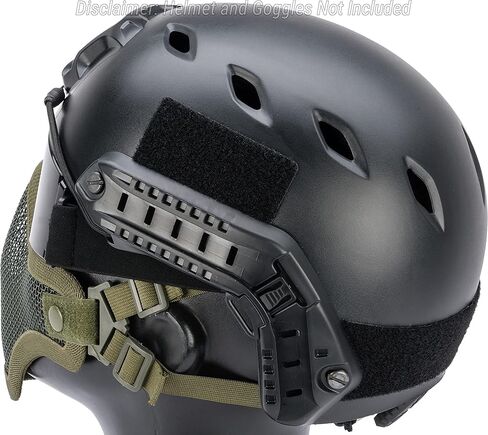 Evike Airsoft - Matrix Iron Face Carbon Steel Mesh Striker V1 Lower Half Face Pro (Color: OD Green) in Kuwait