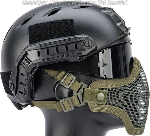 Evike Airsoft - Matrix Iron Face Carbon Steel Mesh Striker V1 Lower Half Face Pro (Color: OD Green) in Kuwait