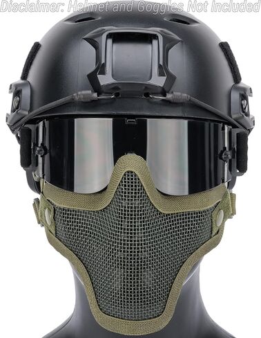 Evike Airsoft - Matrix Iron Face Carbon Steel Mesh Striker V1 Lower Half Face Pro (Color: OD Green) in Kuwait