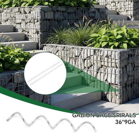 50 قطعة من أقفاص التراب الحلزونية، 36 بوصة × 2 بوصة 9ga سلك حلزوني من الصلب المجلفن لقفص التراب لتثبيت وتوصيل قفص التراب، حلزونات التراب لمشاريع الحدائق الخارجية in Kuwait