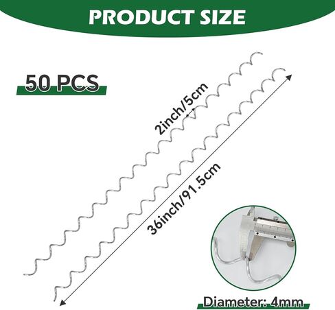 50 قطعة من أقفاص التراب الحلزونية، 36 بوصة × 2 بوصة 9ga سلك حلزوني من الصلب المجلفن لقفص التراب لتثبيت وتوصيل قفص التراب، حلزونات التراب لمشاريع الحدائق الخارجية in Kuwait
