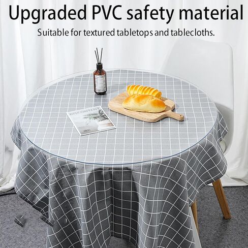 واقي غطاء طاولة شفاف، بساط مكتب من البلاستيك PVC، وسادة مكتب مستديرة مقاومة للماء مقاس 37 بوصة، مفرش طاولة سهل التنظيف مقاس 1.5 مم لطاولات القهوة، مكتب الكتابة، حجم غرفة الطعام قابل للتخصيص in Kuwait