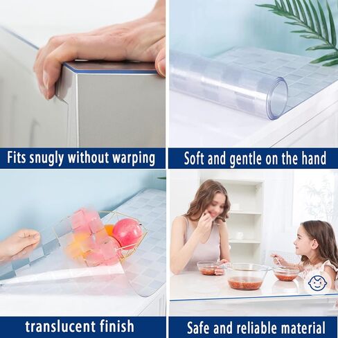 23x19 Inch PVC Clear Desk Cover Mats Table Pad Protector Plastic Vinyl Tablecloth Cover 1.5mm Non-Slip Dining Room Table Protector for Protective Meeting Wood Marble Furniture Surface in Saudi Arabia