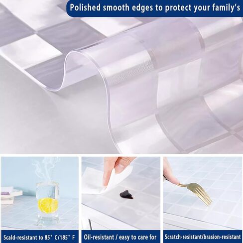 23x19 Inch PVC Clear Desk Cover Mats Table Pad Protector Plastic Vinyl Tablecloth Cover 1.5mm Non-Slip Dining Room Table Protector for Protective Meeting Wood Marble Furniture Surface in Saudi Arabia