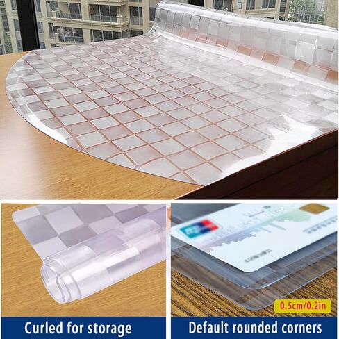 23x19 Inch PVC Clear Desk Cover Mats Table Pad Protector Plastic Vinyl Tablecloth Cover 1.5mm Non-Slip Dining Room Table Protector for Protective Meeting Wood Marble Furniture Surface in Saudi Arabia