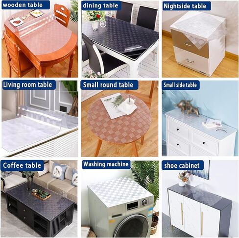 23x19 Inch PVC Clear Desk Cover Mats Table Pad Protector Plastic Vinyl Tablecloth Cover 1.5mm Non-Slip Dining Room Table Protector for Protective Meeting Wood Marble Furniture Surface in Saudi Arabia