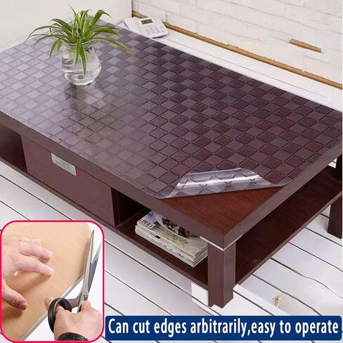 23x19 Inch PVC Clear Desk Cover Mats Table Pad Protector Plastic Vinyl Tablecloth Cover 1.5mm Non-Slip Dining Room Table Protector for Protective Meeting Wood Marble Furniture Surface in Saudi Arabia