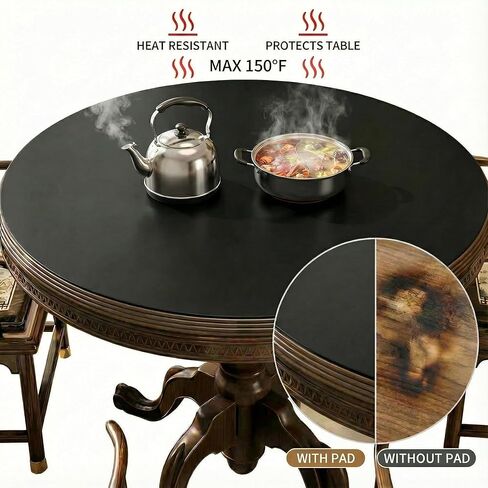 مفرش طاولة جلدي دائري - وسادة طاولة مقاومة للماء والحرارة، واقي طاولة غير قابل للانزلاق لطاولة الطعام وطاولة القهوة والمطبخ، غطاء طاولة مستديرة سهل التنظيف للاستخدام المنزلي والخارجي (31.5 بوصة × 31.5 بوصة) in Kuwait