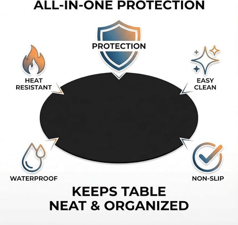 مفرش طاولة جلدي دائري - وسادة طاولة مقاومة للماء والحرارة، واقي طاولة غير قابل للانزلاق لطاولة الطعام وطاولة القهوة والمطبخ، غطاء طاولة مستديرة سهل التنظيف للاستخدام المنزلي والخارجي (31.5 بوصة × 31.5 بوصة) in Kuwait