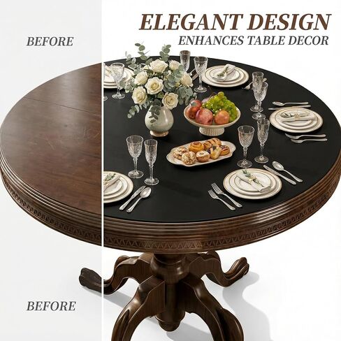 مفرش طاولة جلدي دائري - وسادة طاولة مقاومة للماء والحرارة، واقي طاولة غير قابل للانزلاق لطاولة الطعام وطاولة القهوة والمطبخ، غطاء طاولة مستديرة سهل التنظيف للاستخدام المنزلي والخارجي (31.5 بوصة × 31.5 بوصة) in Kuwait