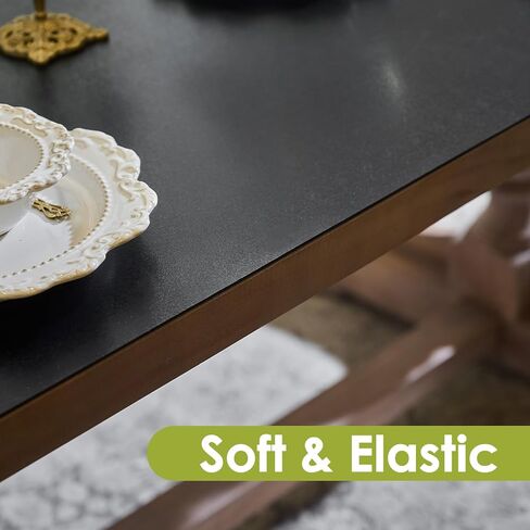 واقي غطاء طاولة أسود مقاس 60 × 36 بوصة، غطاء طاولة بلاستيكي سميك 1.5 مم، واقي طاولة لطاولة غرفة الطعام، مفرش طاولة مقاوم للماء لسطح المكتب والمطبخ، مكتب المكتب in Saudi Arabia