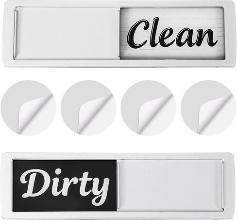 2 Status Dishwasher Magnet Clean Dirty Sign, Self-Sticky Acrylic Dishwashers Sticker, Adhesive Dishwashers Clean/Dirty Indicator Symbol Dishwasher Sticker for Home Kitchen Decor (Silver) in Saudi Arabia