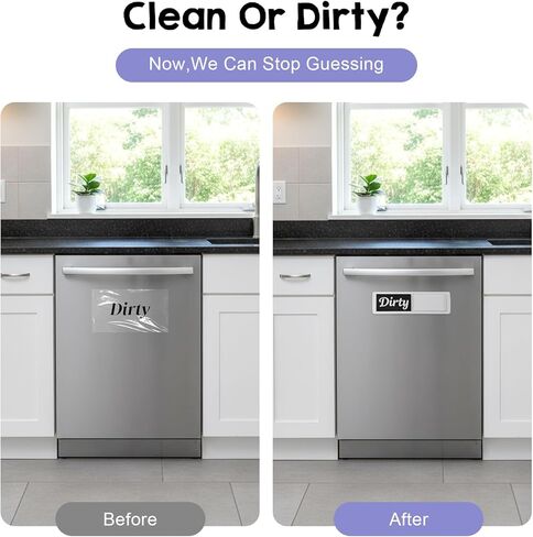 2 Status Dishwasher Magnet Clean Dirty Sign, Self-Sticky Acrylic Dishwashers Sticker, Adhesive Dishwashers Clean/Dirty Indicator Symbol Dishwasher Sticker for Home Kitchen Decor (Silver) in Saudi Arabia