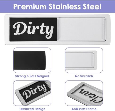 2 Status Dishwasher Magnet Clean Dirty Sign, Self-Sticky Acrylic Dishwashers Sticker, Adhesive Dishwashers Clean/Dirty Indicator Symbol Dishwasher Sticker for Home Kitchen Decor (Silver) in Saudi Arabia