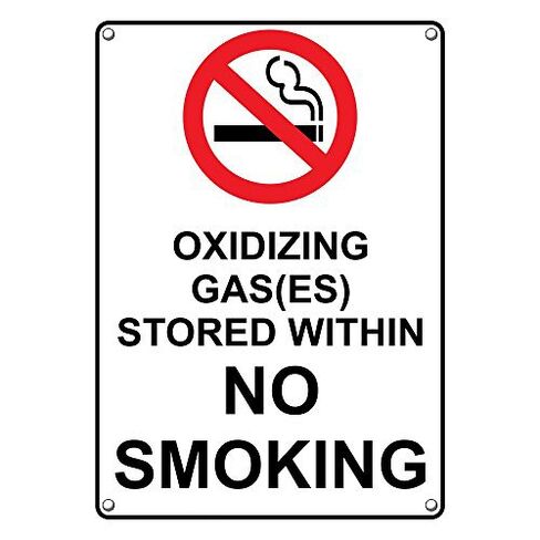 غاز مؤكسد عمودي بلاستيكي مقاوم للطقس (ES) مخزن داخل لافتة ممنوع التدخين مع نص ورمز باللغة الإنجليزية in Kuwait
