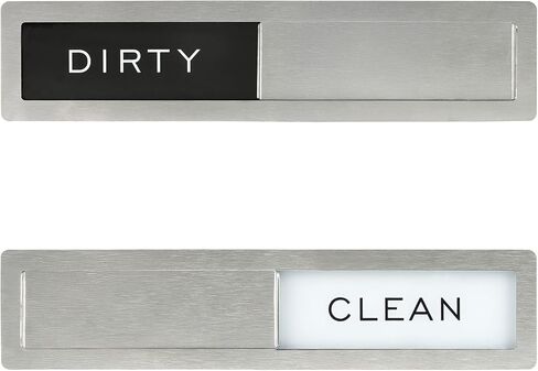 Dishwasher Magnet Clean Dirty Indicator, Stainless Steel Slide Sign, Dual Magnetic & Adhesive Mount, Millennial Gray White, Durable Kitchen Appliance Accessory in Saudi Arabia