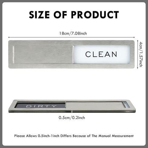 Dishwasher Magnet Clean Dirty Indicator, Stainless Steel Slide Sign, Dual Magnetic & Adhesive Mount, Millennial Gray White, Durable Kitchen Appliance Accessory in Saudi Arabia