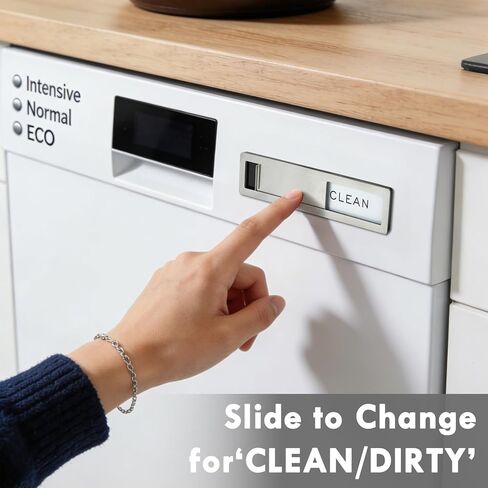 Dishwasher Magnet Clean Dirty Indicator, Stainless Steel Slide Sign, Dual Magnetic & Adhesive Mount, Millennial Gray White, Durable Kitchen Appliance Accessory in Saudi Arabia