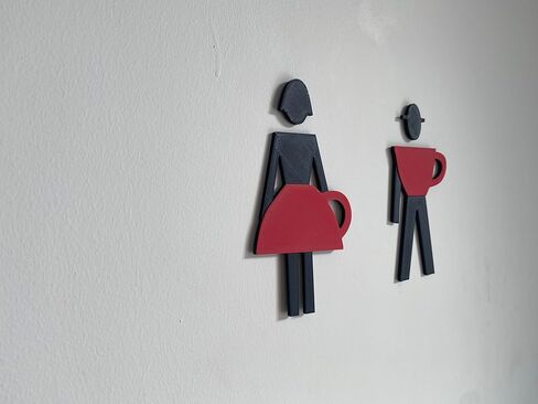 WC Sign Coffee Cup Inspired Male Female – Modern 3D Printed Restroom Door Sign, Unique Coffee Cup Bathroom Symbol, Fun Conversation Starter Café Décor, Durable Lightweight in Saudi Arabia