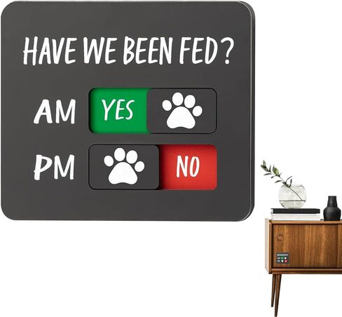 Dog Fed Sign, Have We Been Fed Sign, Cat Feeding Reminder Supplies with Magnet, Dog Feeding Reminder, Acrylic Dogs Paw Slider Signs for Fridge, for Daily Wall Cage Door Cabinets Crate in Saudi Arabia