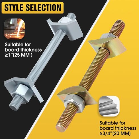 موصلات مفصلات سطح الطاولة، مسمار تثبيت أعلى الطاولة، مسامير رسم مثبتات كتلة الجزار، أجهزة توصيل براغي ميتري لإطار السرير|الأثاث|الطاولة (النوع الفضي 10 قطع) in Kuwait